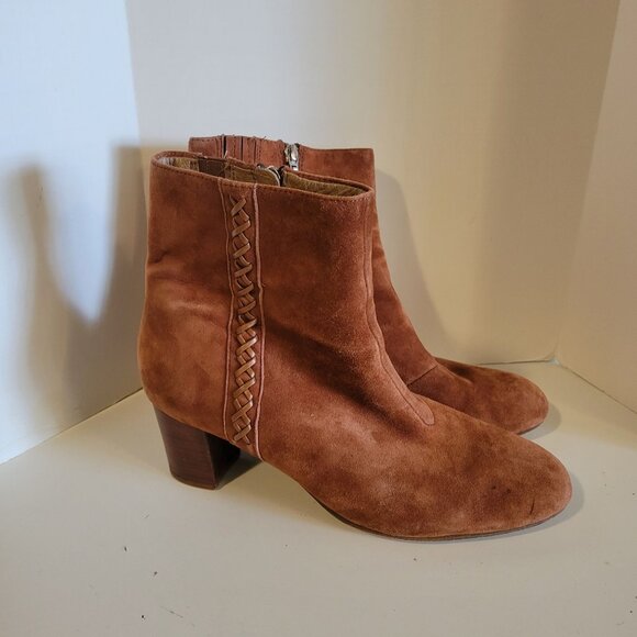 Earth Power Path Sparta Booties Cinnamon Suede Corset Ankle Boots 11B - Picture 1 of 12